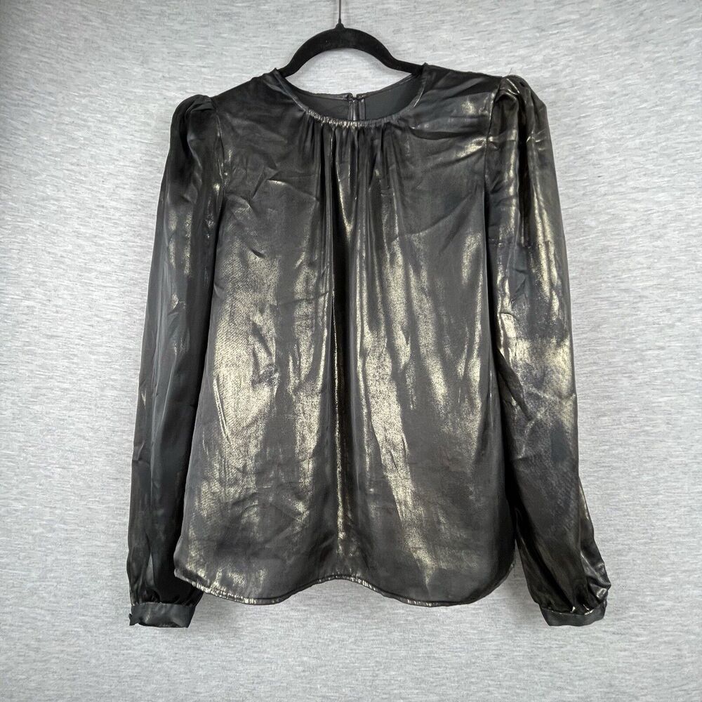 Wayf Josaline Metallic Long Sleeve Blouse Size Medium M Shimmering
